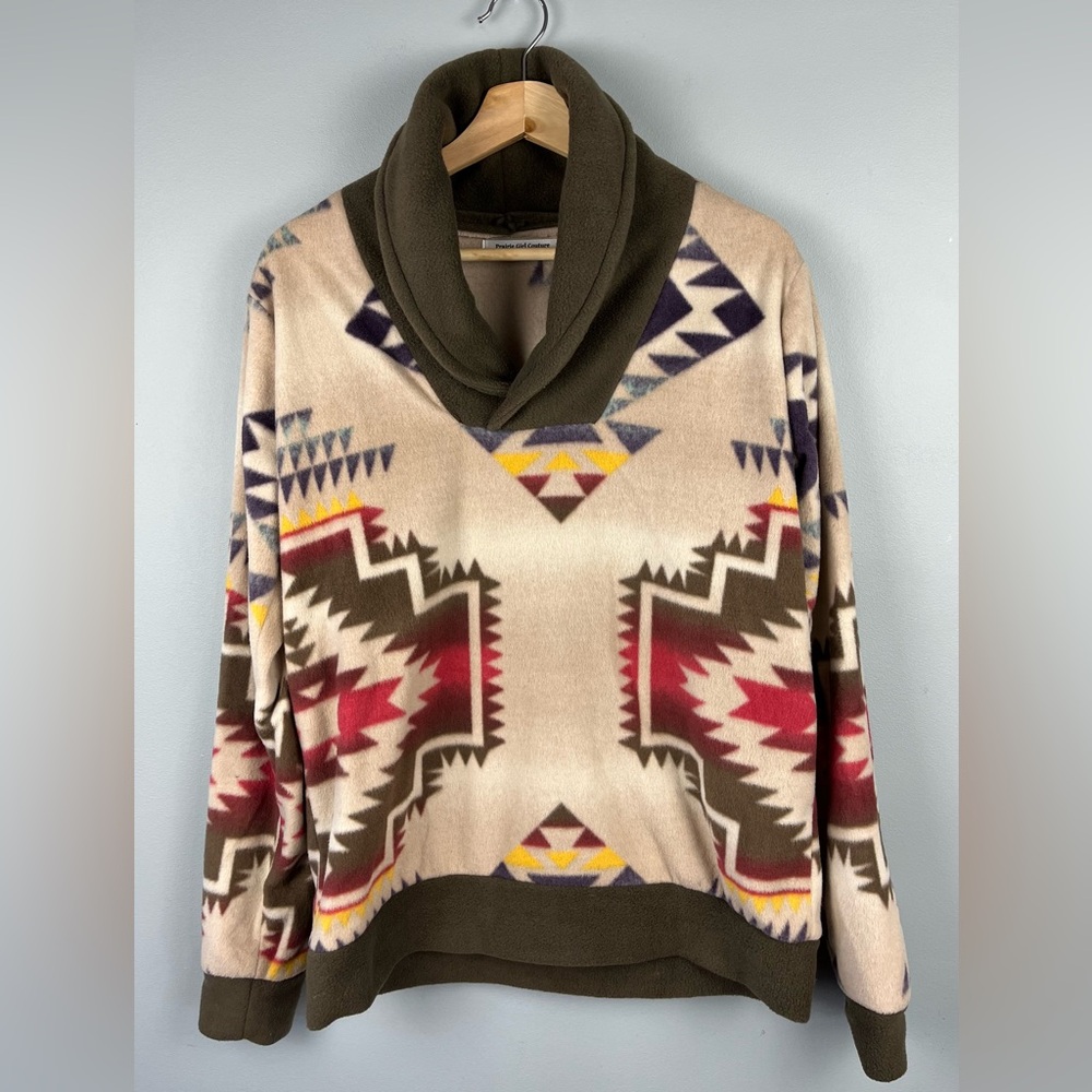Geometric Patterned Cowl Neck Sweater